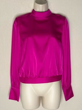 Express Women's Long-Sleeve Mock Neck Blouse - Fuchsia